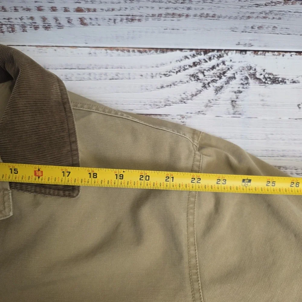 LL Bean Barn Coat Mens X Large Tall Quilted Corduroy Collar Beige 0WY21 XLT Flaw